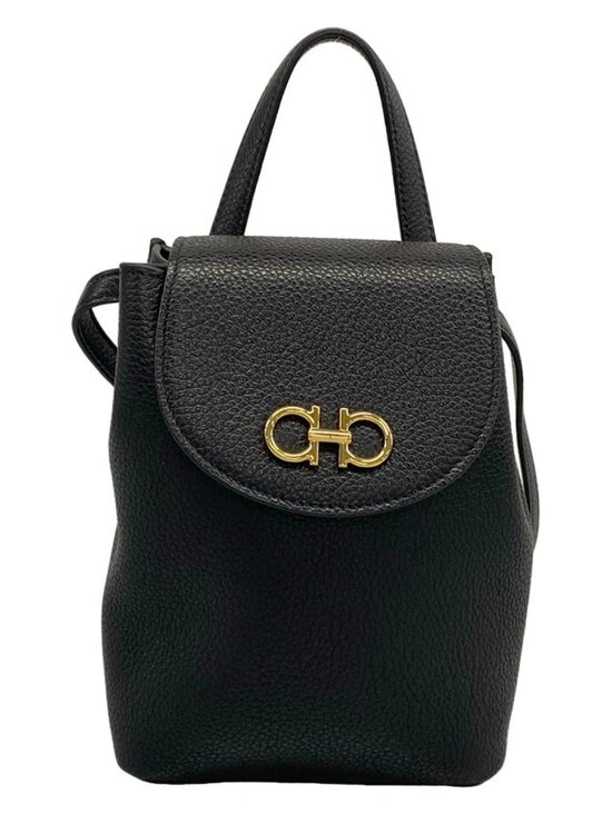 Salvatore Ferragamo Gancini 220376 Black Leather - Backpack main image 4